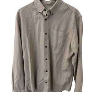 LL Bean Mens Slightly Fitted Houndstooth Cotton Button Down Shirt Classic L